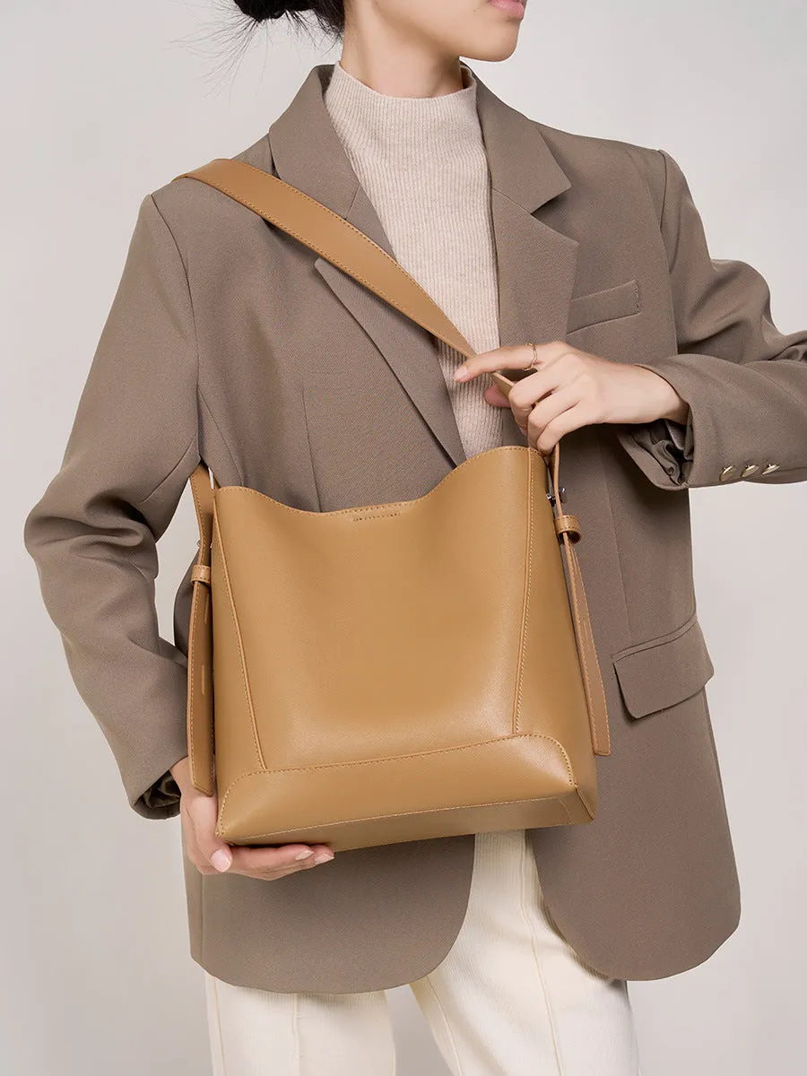 NEW WOMEN'S BAG CROSSBODY BAG VERSATILE LEATHER ONE SHOULDER LARGE CAPACITY COMMUTING BUCKET BAG