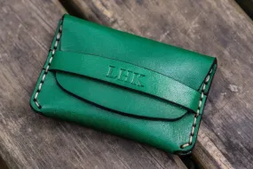 No.36 Personalized Basic Flap Handmade Leather Wallet - Green