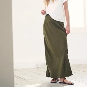 Nobody's Child Khaki Green Linen-blend Mila Midi Skirt