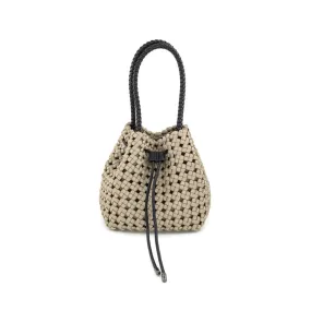 Nylon Cane Woven Bucket Bag