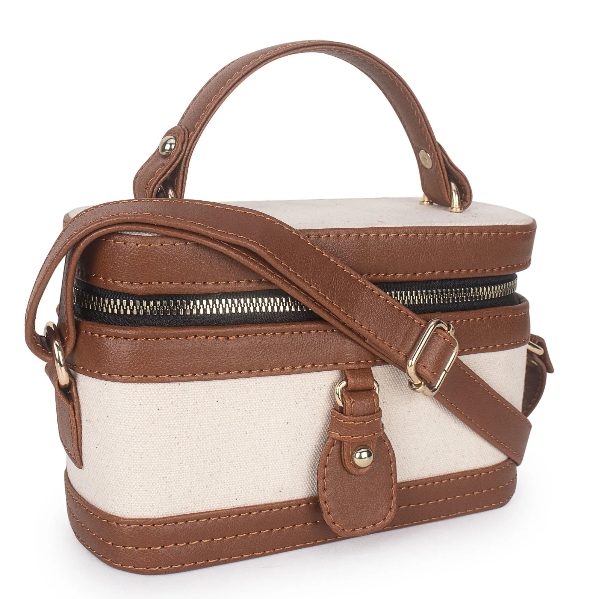 Off White- Tan Canvas Bucket Sling Bag