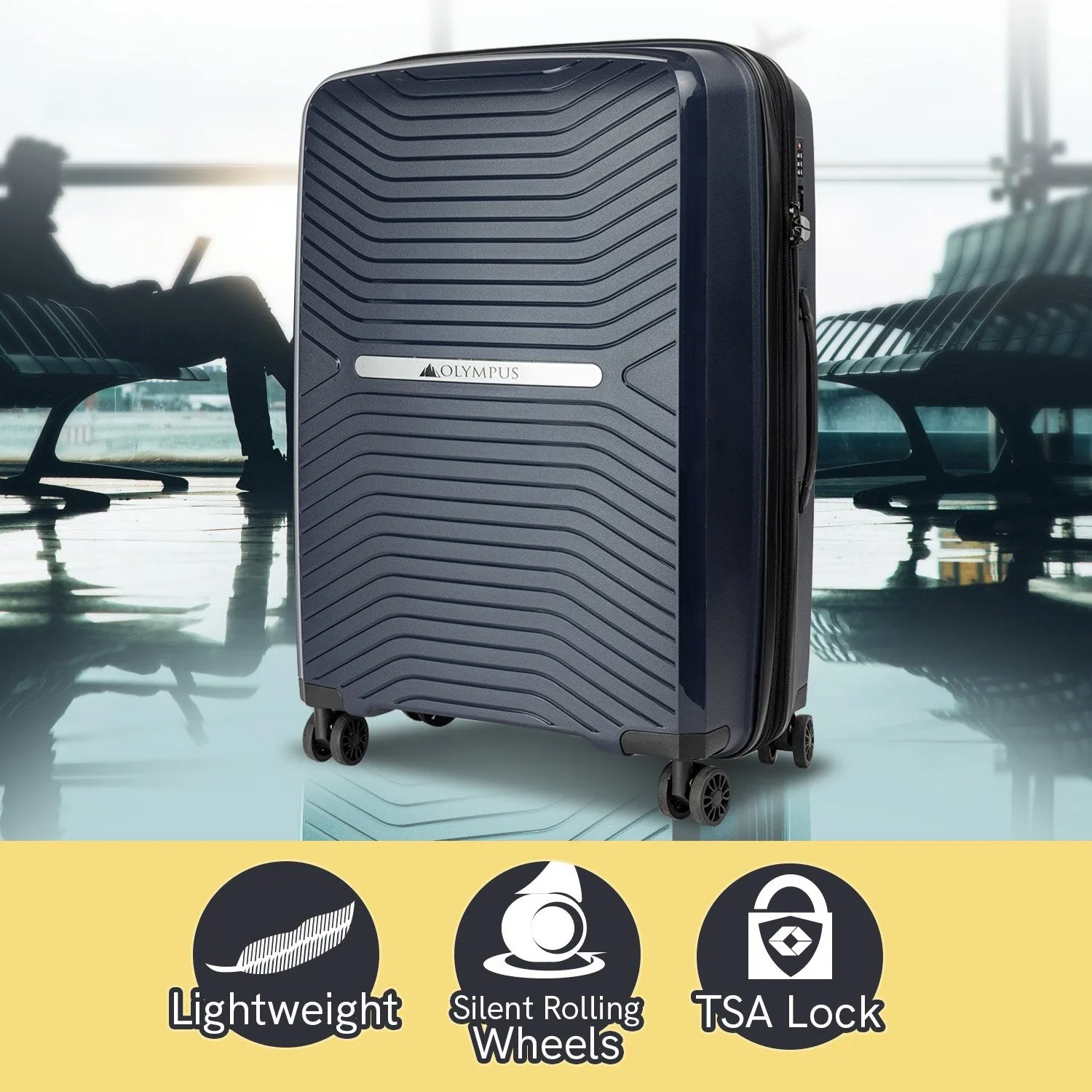 Olympus Astra 24" Lightweight Hard-Shell Suitcase (Aegean Blue)