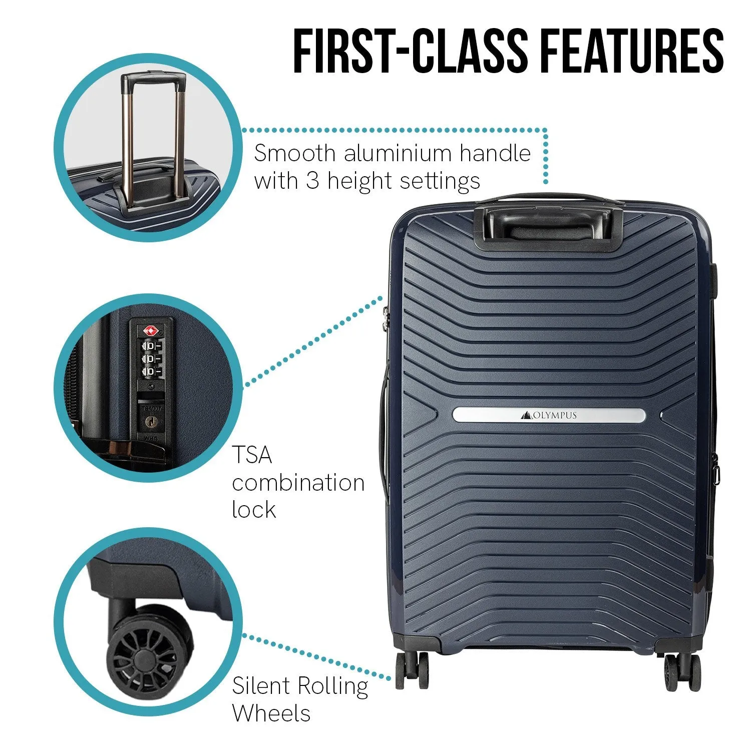 Olympus Astra 24" Lightweight Hard-Shell Suitcase (Aegean Blue)