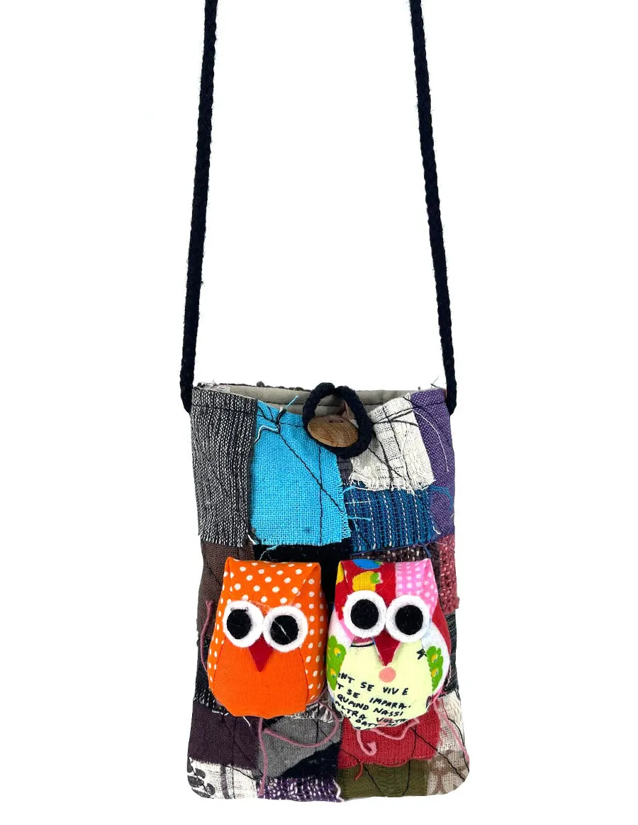 Owl Patchwork Mini Messenger Bag