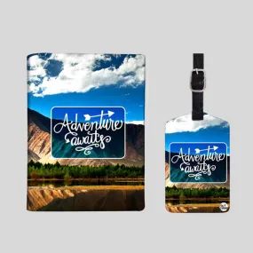 Passport Holder for Travel Case with Luggage Tag Set - Adventure Awaits