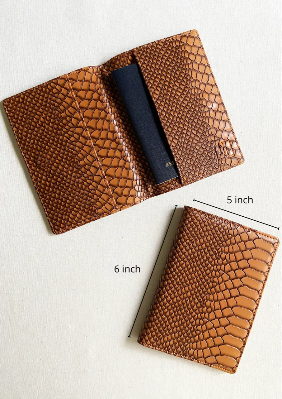 Personalised  Light Brown Croc Passport Cover