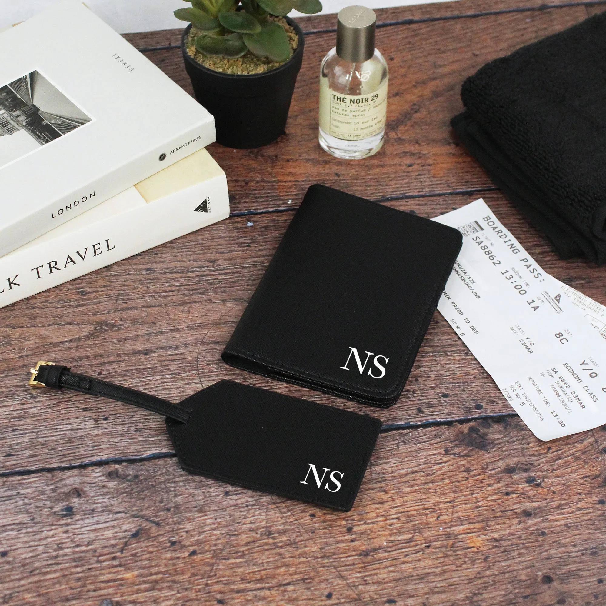 Personalised Men's Passport Cover & Luggage Tag with Initials