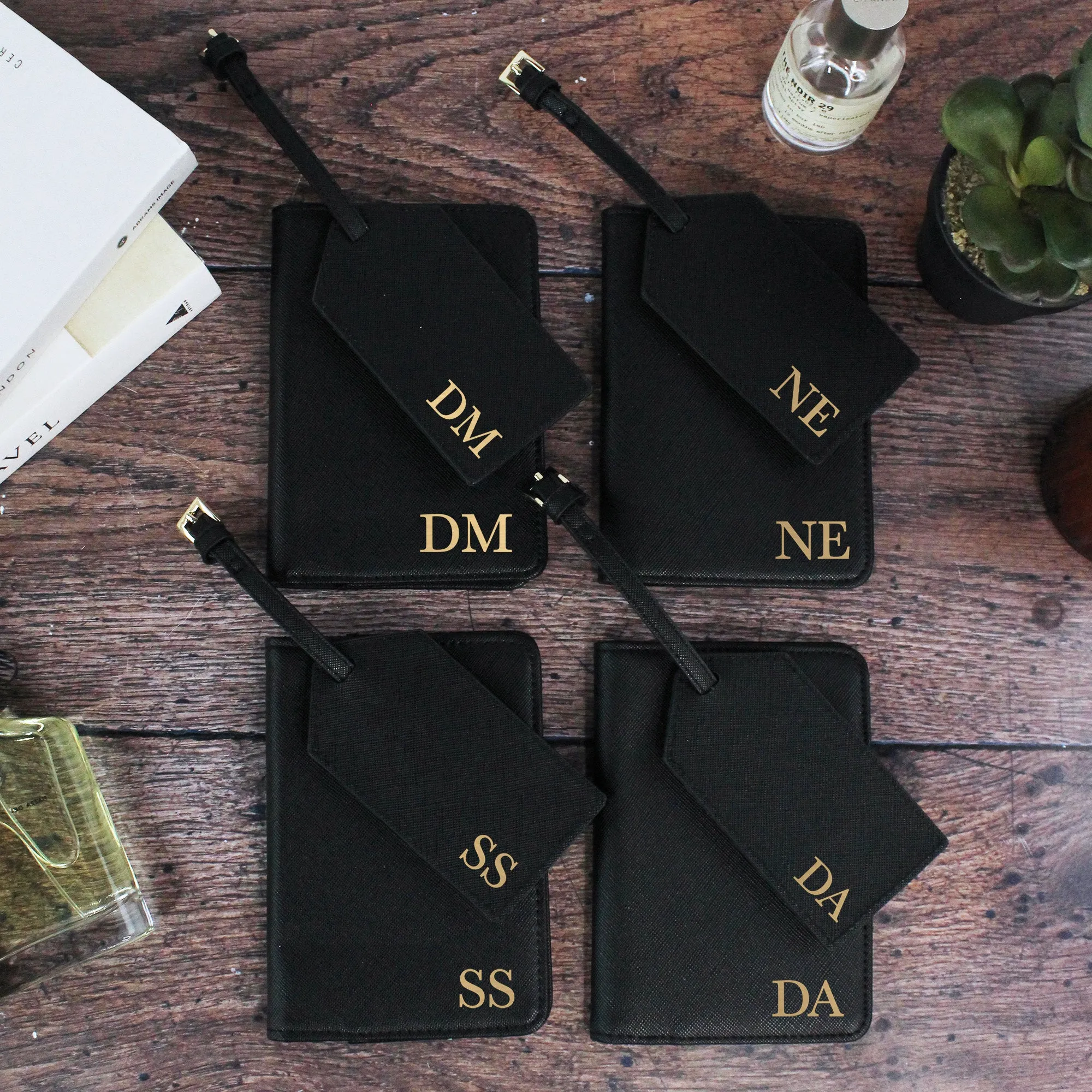 Personalised Men's Passport Cover & Luggage Tag with Initials