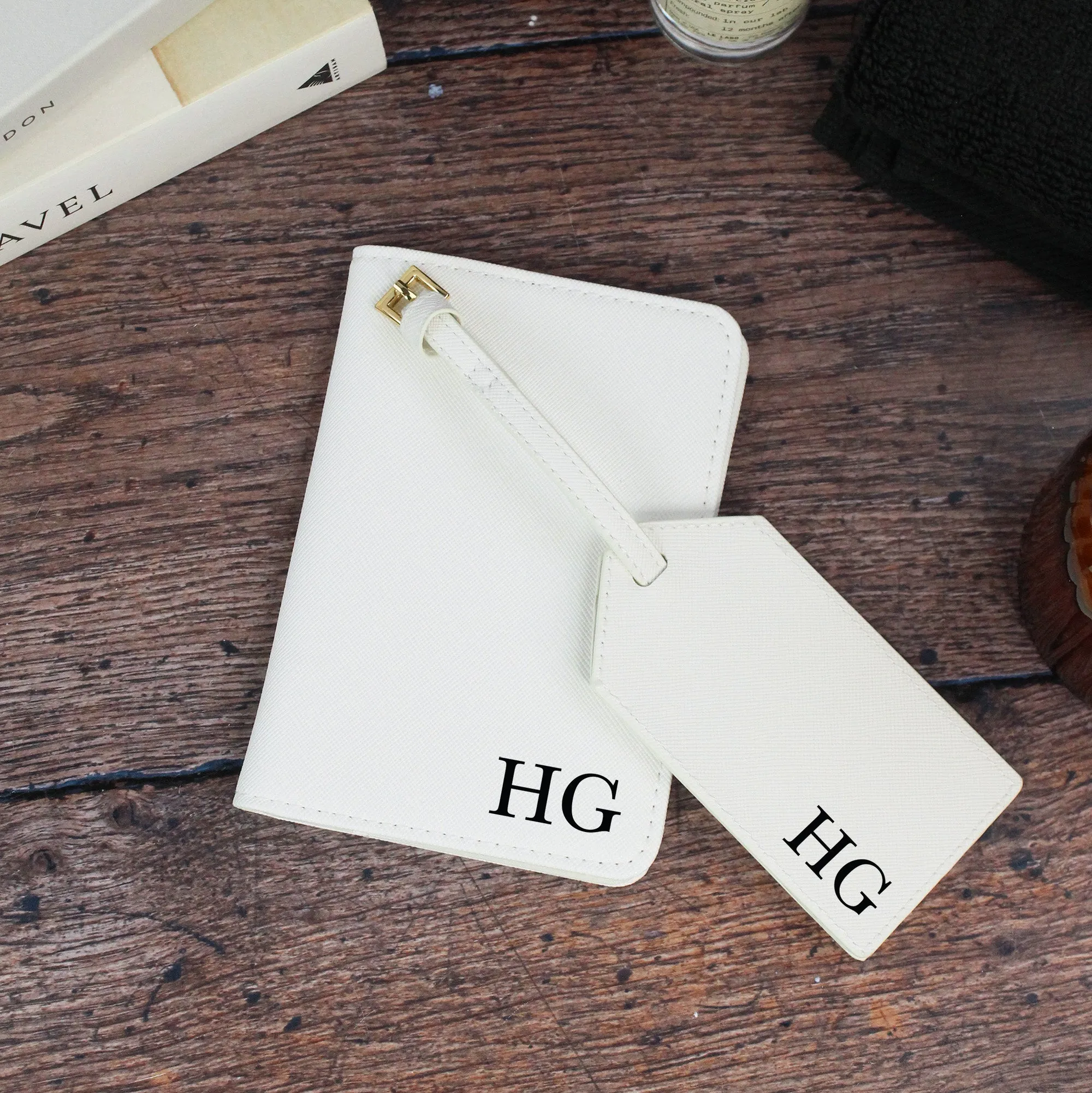 Personalised Men's Passport Cover & Luggage Tag with Initials