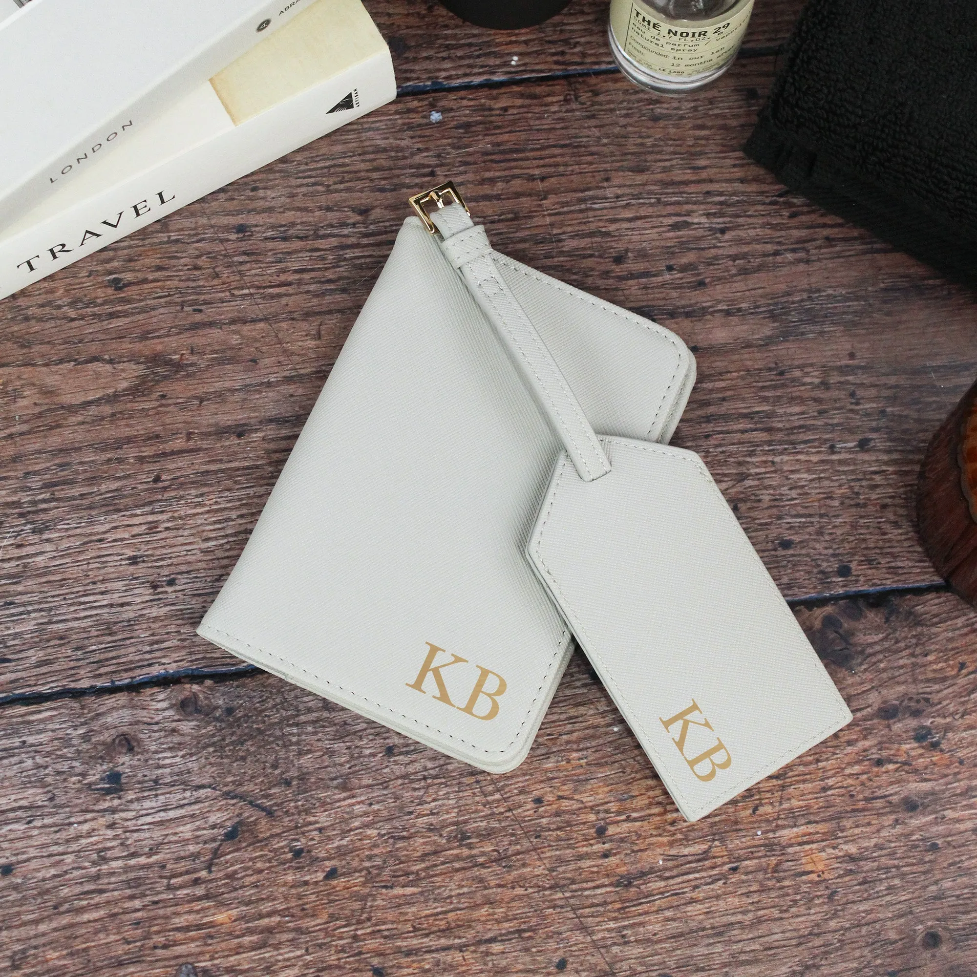 Personalised Men's Passport Cover & Luggage Tag with Initials