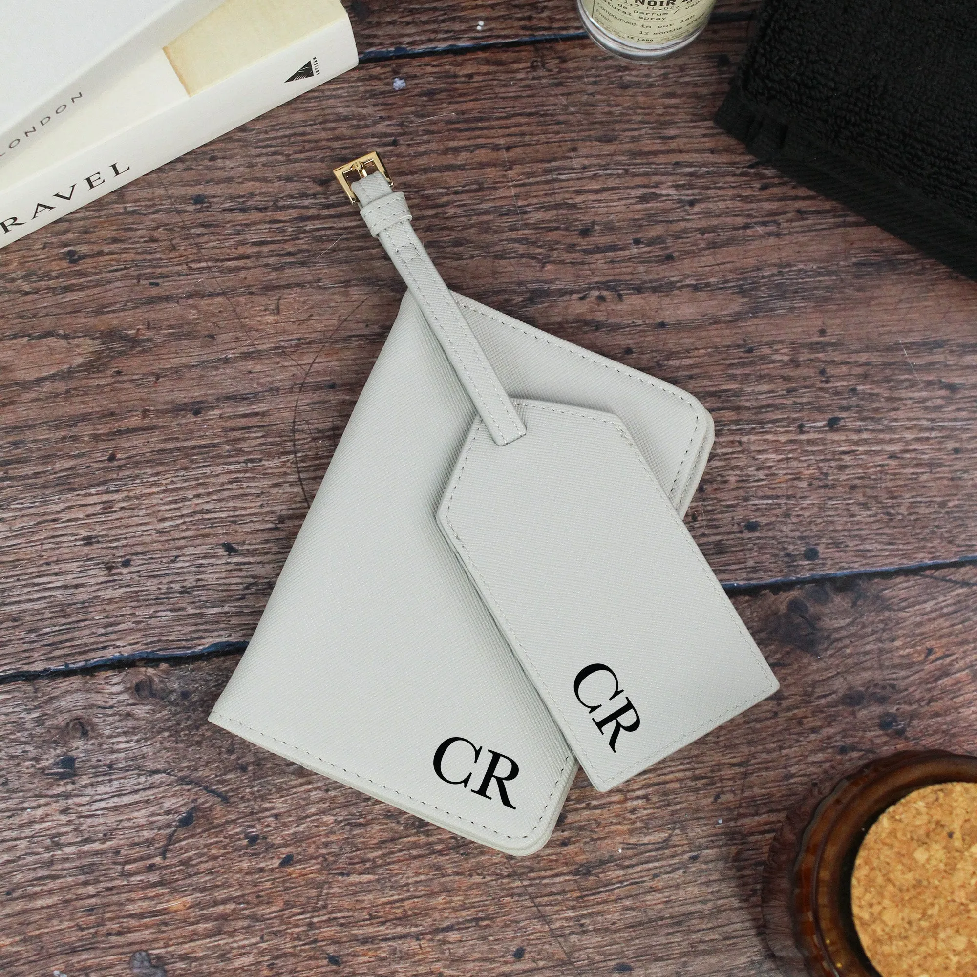 Personalised Men's Passport Cover & Luggage Tag with Initials