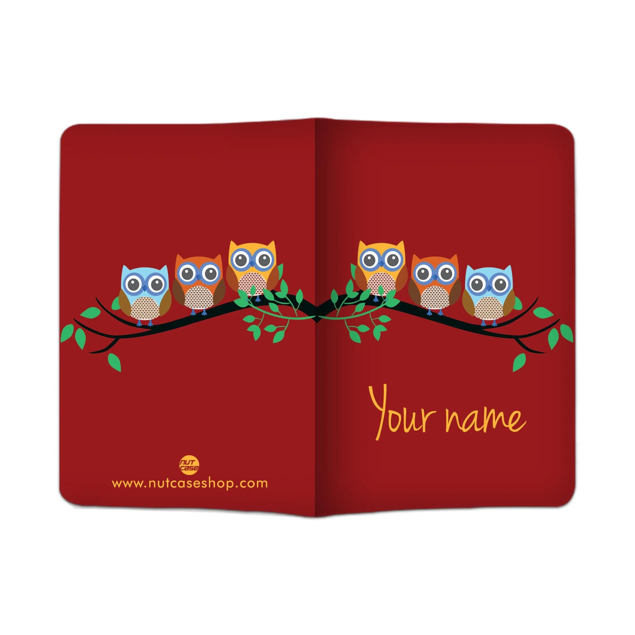 Personalised Passport Cover and Baggage Tag Combo - Small Owls Red