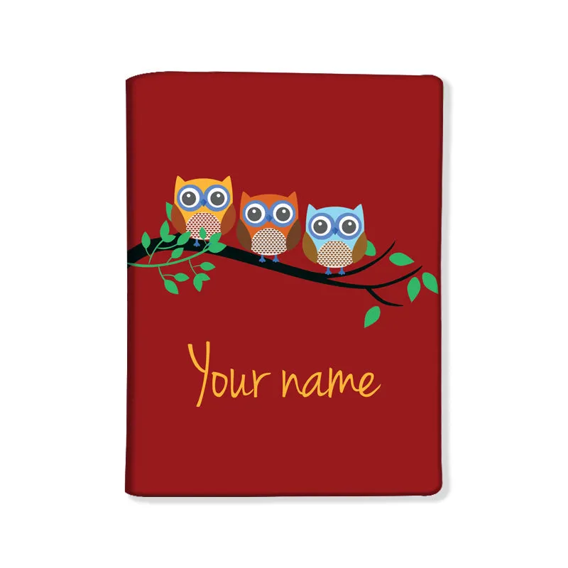 Personalised Passport Cover and Baggage Tag Combo - Small Owls Red