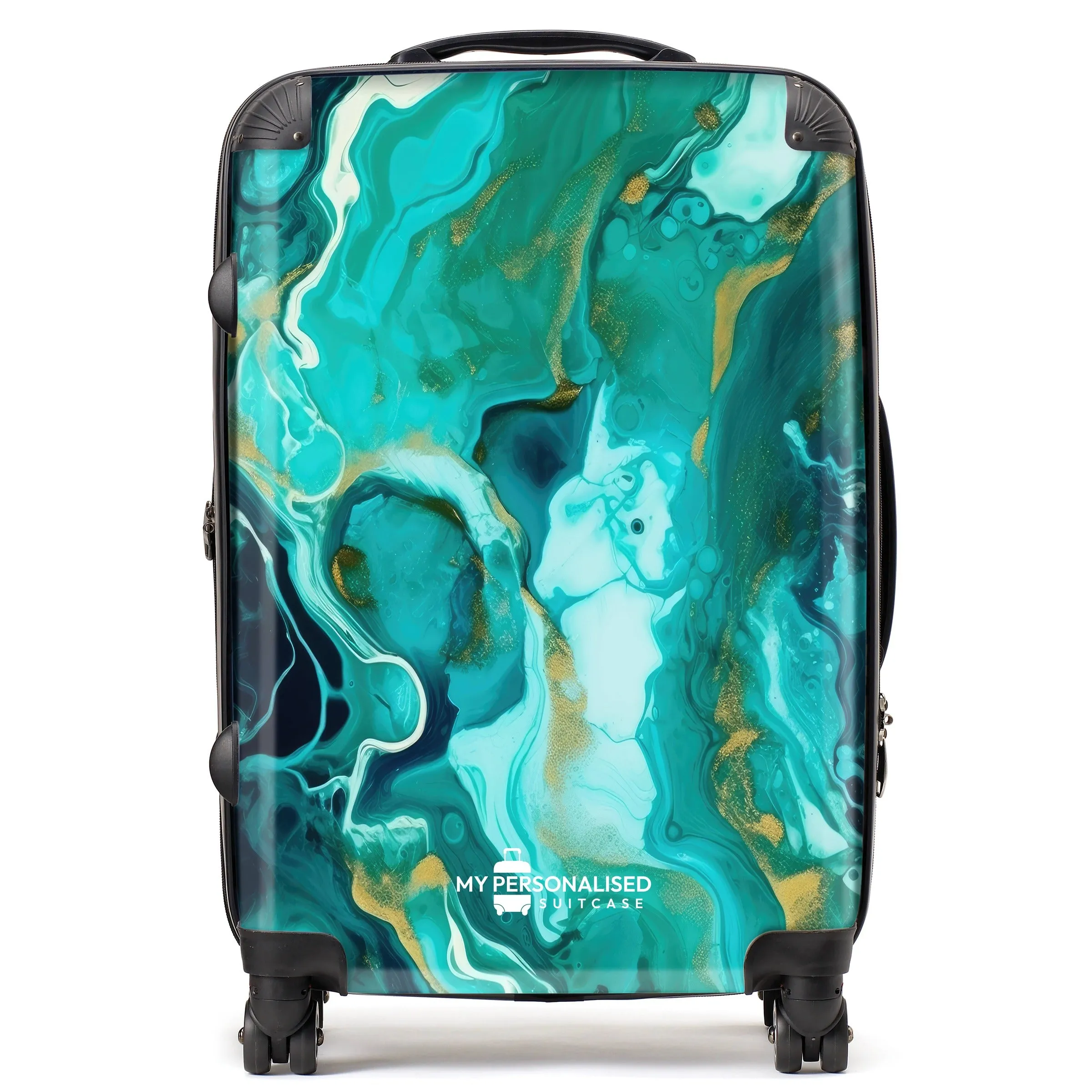 Personalised Sea Green Marble Suitcase