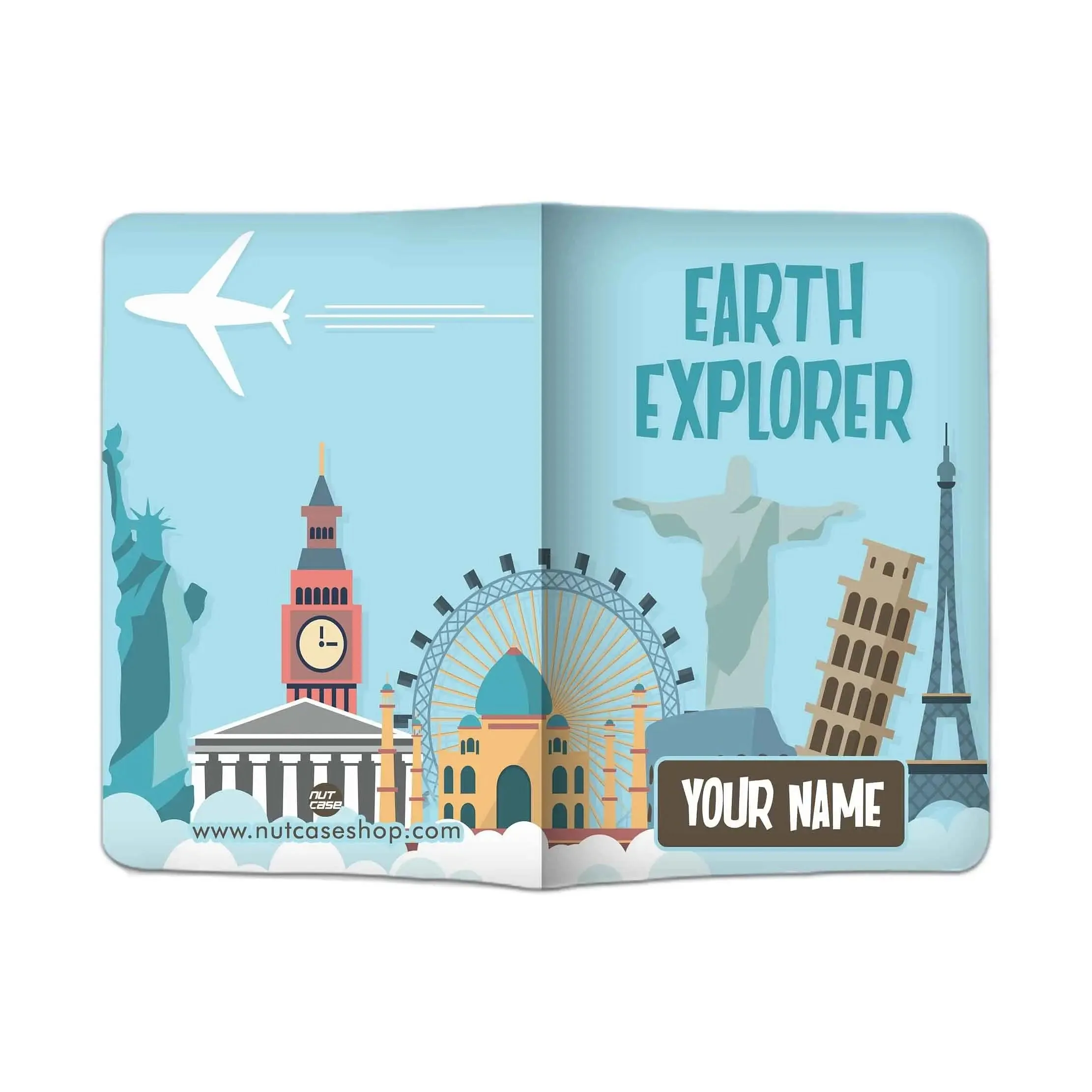 Personalized Leather Passport Cover -  Earth Explorer