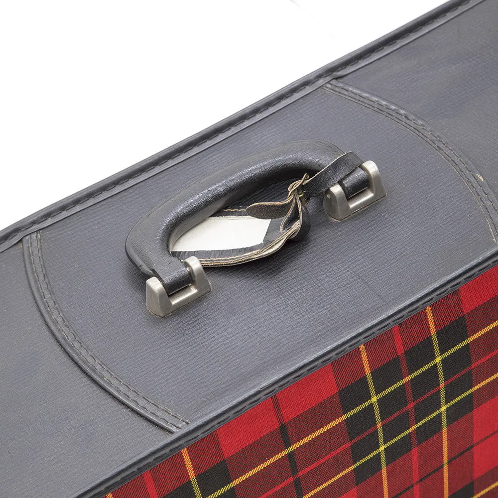 Plaid Black Luggage Set - Red