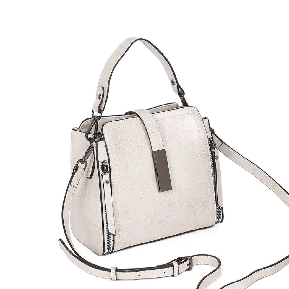 Portable Zipper Bucket Shoulder Bag