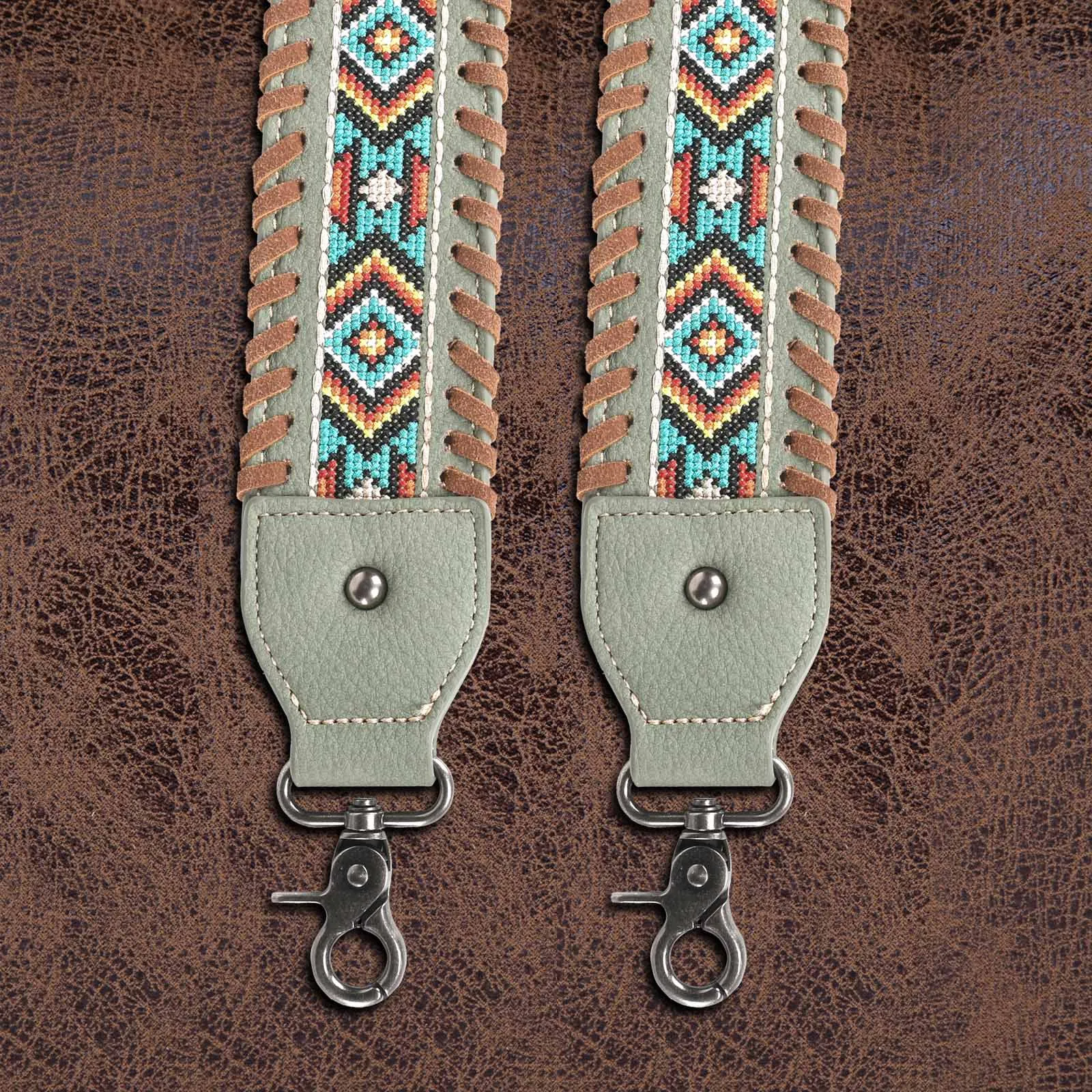 PST-1013  Montana West Western Guitar Style Embroidered Aztec Crossbody Strap