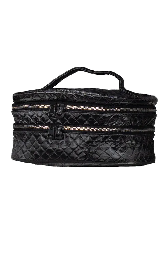 Quilted Sparkle Rebel Glam & Go Travel Case with Black Zipper