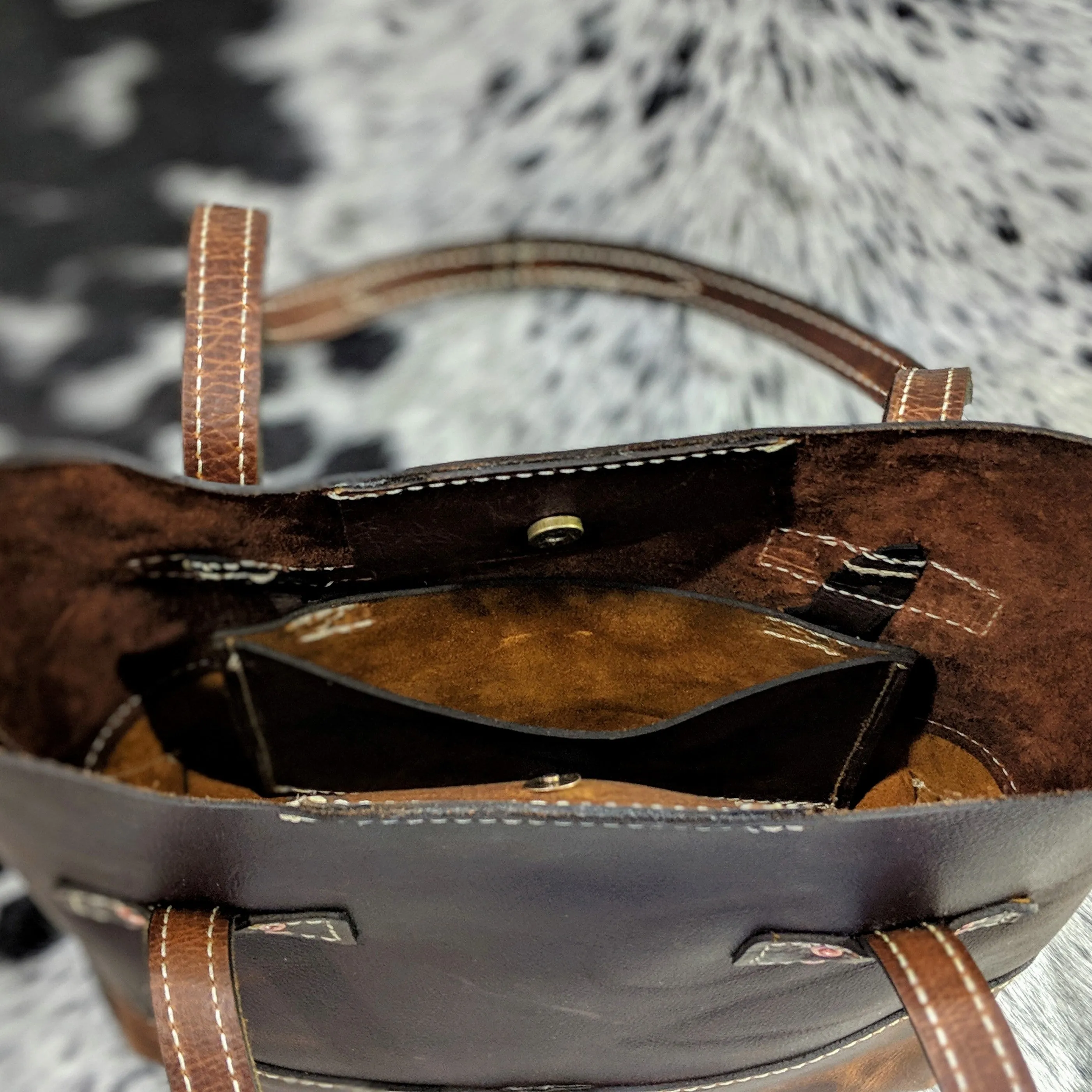 "Kristi" Handmade Brown Leather Tote Bag for Women