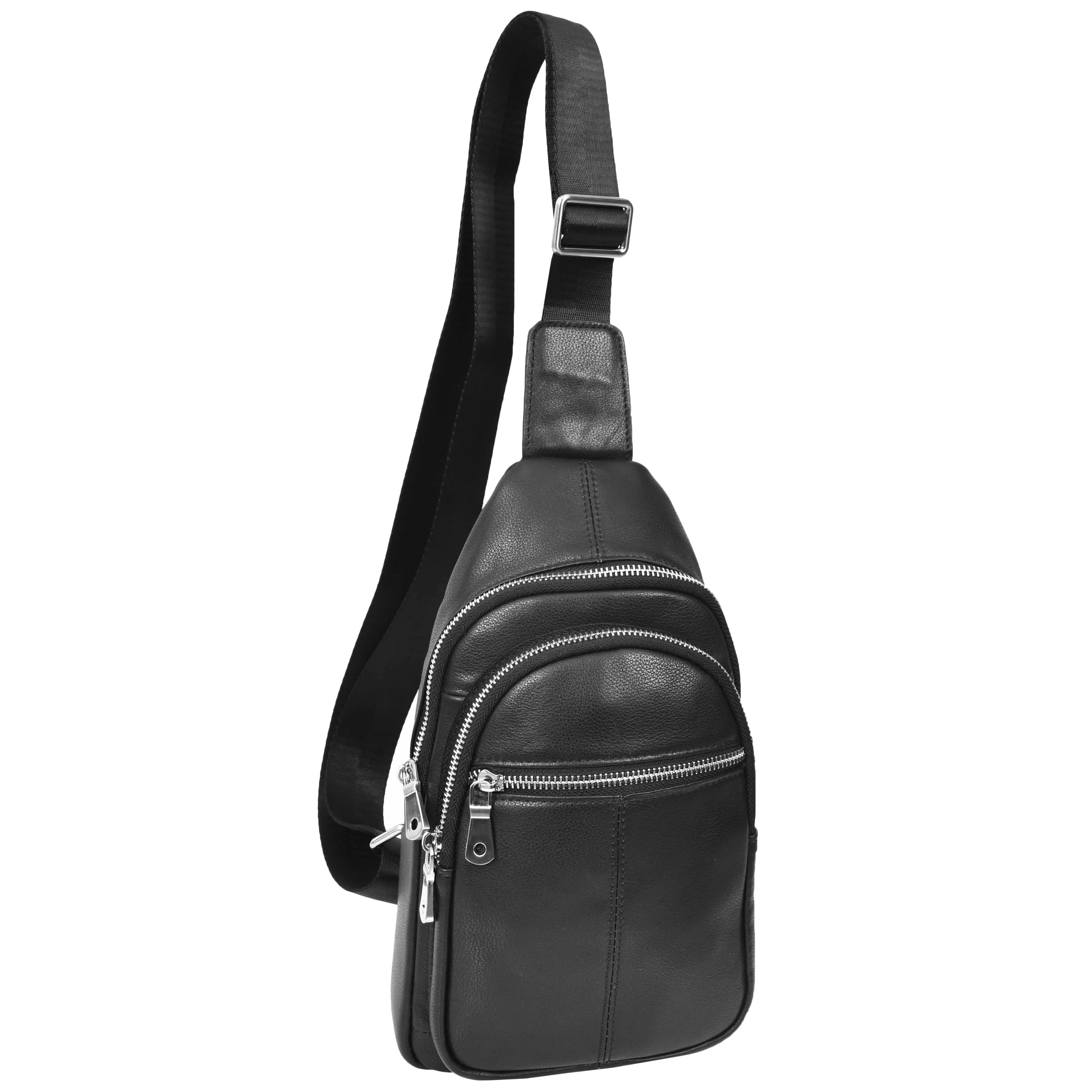 Real Leather Cross Body Chest Bag Emerson Black