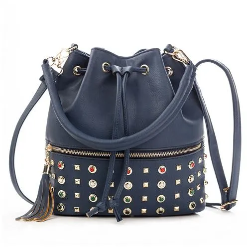 REPRCLA Luxury Brand Women Bucket Bag Fashion Tassel Shoulder Bag High Quality Rivet Messenger Bags Female Crossbody Bag Tote