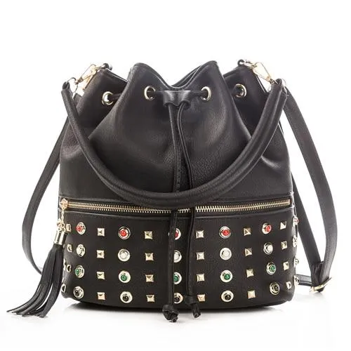 REPRCLA Luxury Brand Women Bucket Bag Fashion Tassel Shoulder Bag High Quality Rivet Messenger Bags Female Crossbody Bag Tote