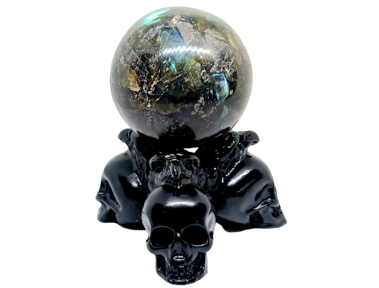 Resin Skulls and Ravens Crystal Sphere Holder