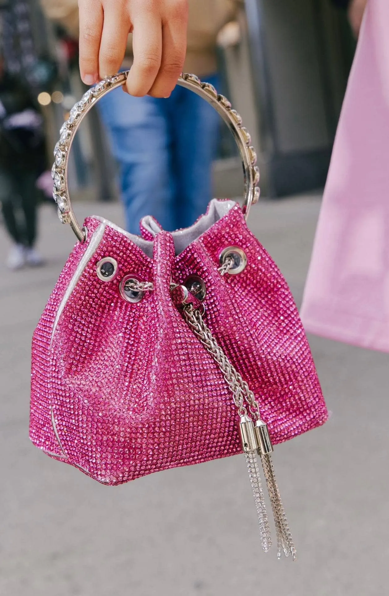 Rhinestone Bucket Handbag