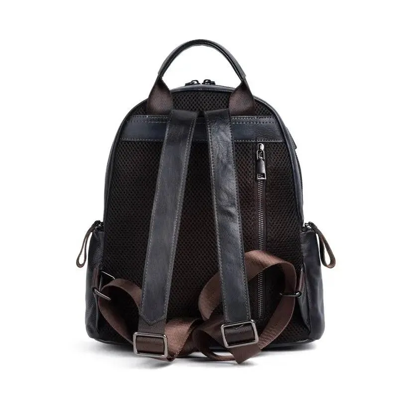 Rossie Viren Retro Genuine Leather Large Backpack, Leather Rucksack, Leather Knapsack ,Office Bag,Travel Backpack