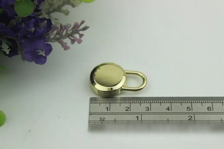 Round Keyless Switch Padlock 28mm Charm Organizer Luggage Hardware Gold Closure Small Bag Clutch Metal Accessories Wholesale