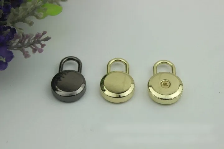 Round Keyless Switch Padlock 28mm Charm Organizer Luggage Hardware Gold Closure Small Bag Clutch Metal Accessories Wholesale