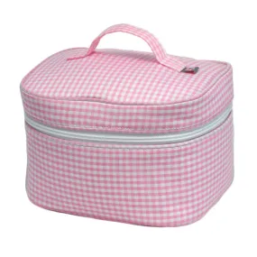 Seersucker Train Case Makeup Bag