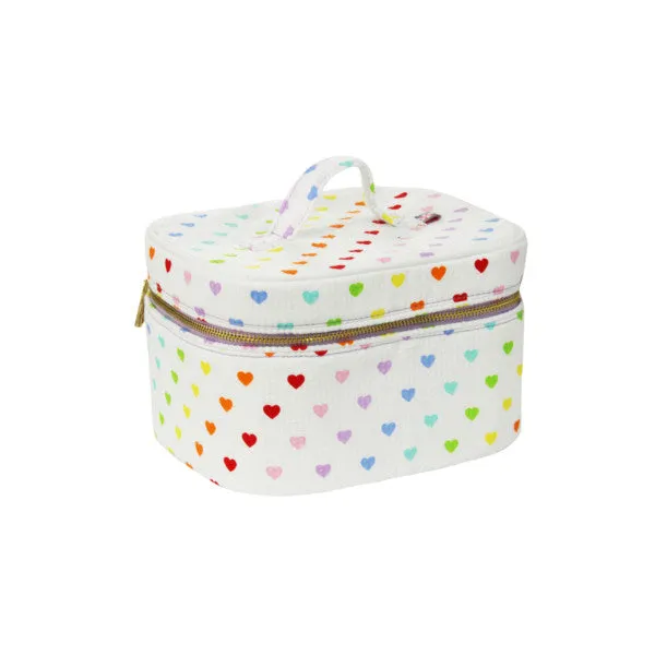 Seersucker Train Case Makeup Bag