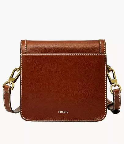 SHB3070210 - Fossil Ainsley Small Brown Leather Flap Crossbody Bag For Women