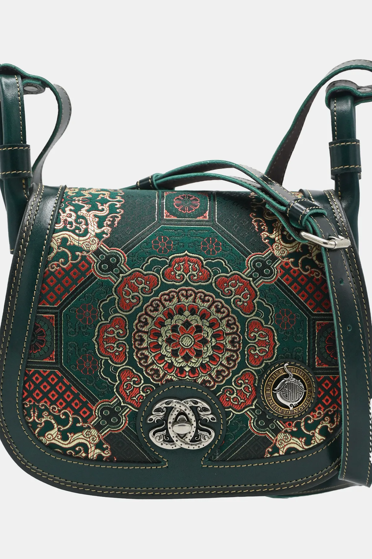 Silk Detailed Leather Crossbody Bag