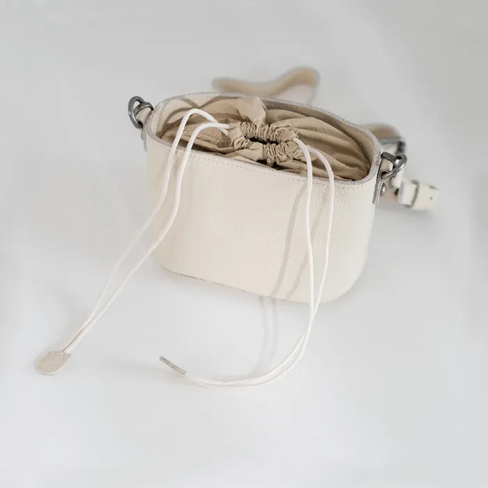 Small Ladies Genuine Leather Bucket Bags Cute Shoulder Bags For Women