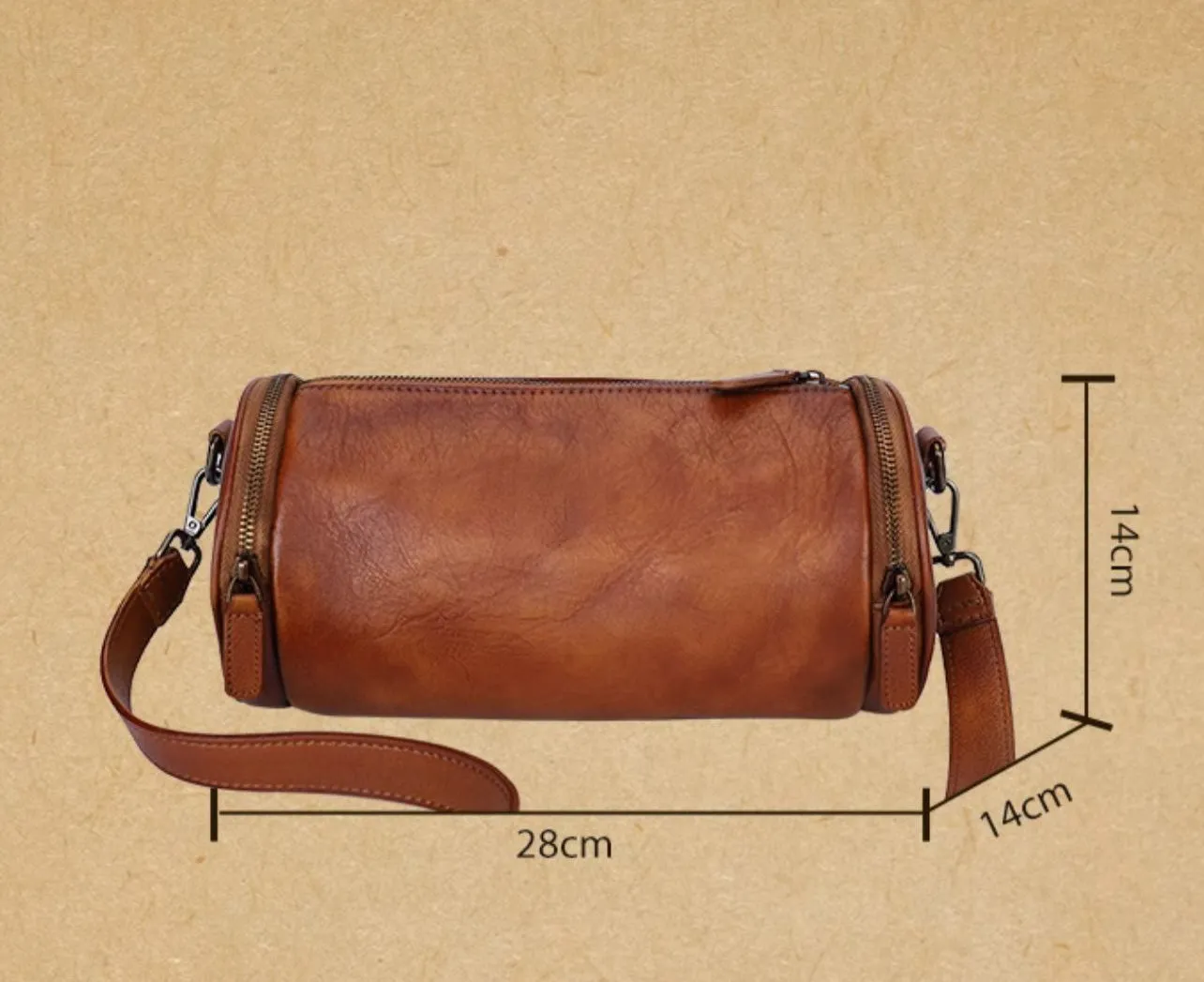 Small Womens Leather Barrel Handbag Shoulder Bag Black Crossbody Bags For Women