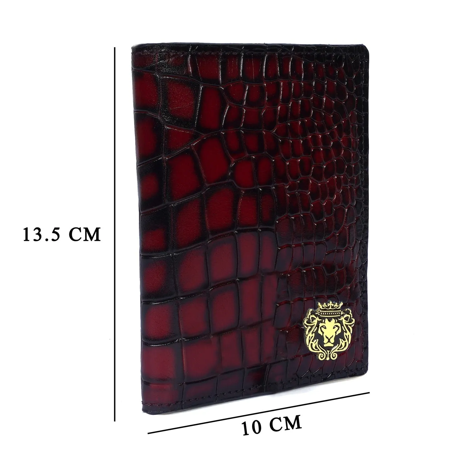 Smokey Finish Two Fold Passport Holder in Wine Deep Cut Leather