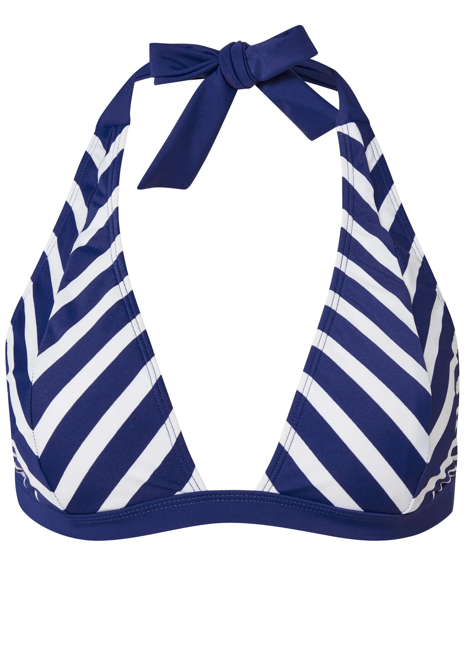 St Tropez Halter Top - Navy Blue & White Stripes