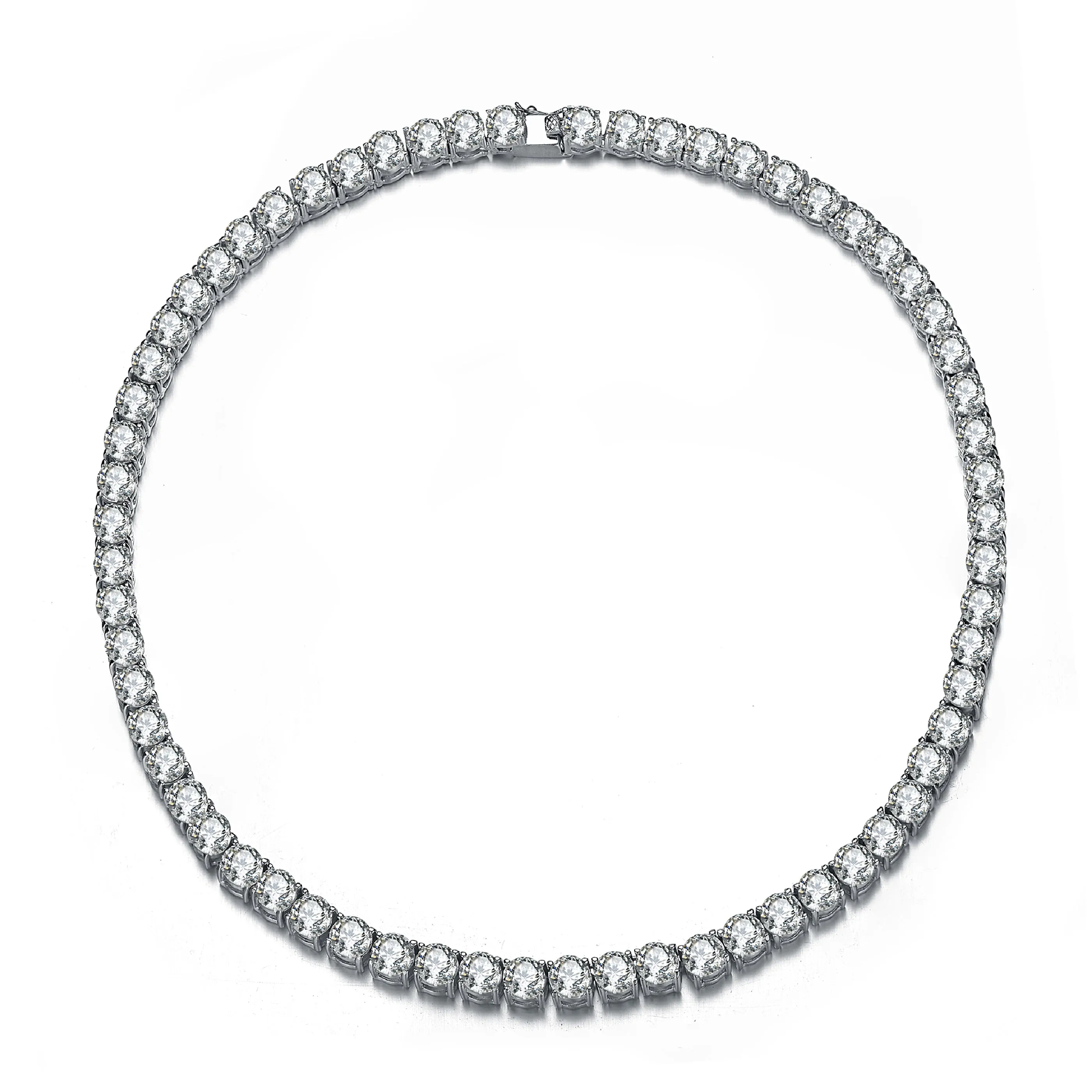 Sterling Silver with Cubic Zirconia Eternity Circle Link Tennis Necklace