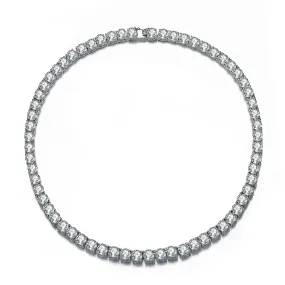 Sterling Silver with Cubic Zirconia Eternity Circle Link Tennis Necklace