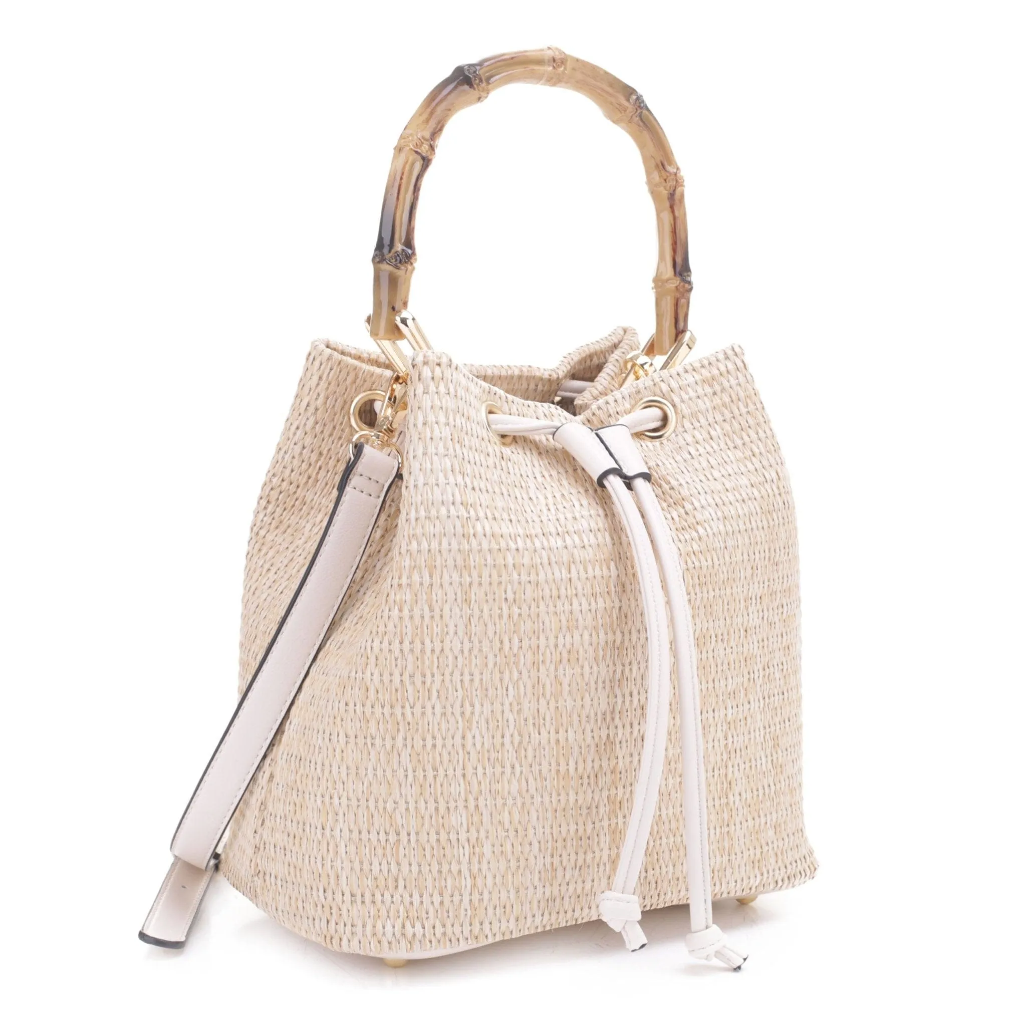 SW20384 Bethany Straw Bucket Tote with Crossbody