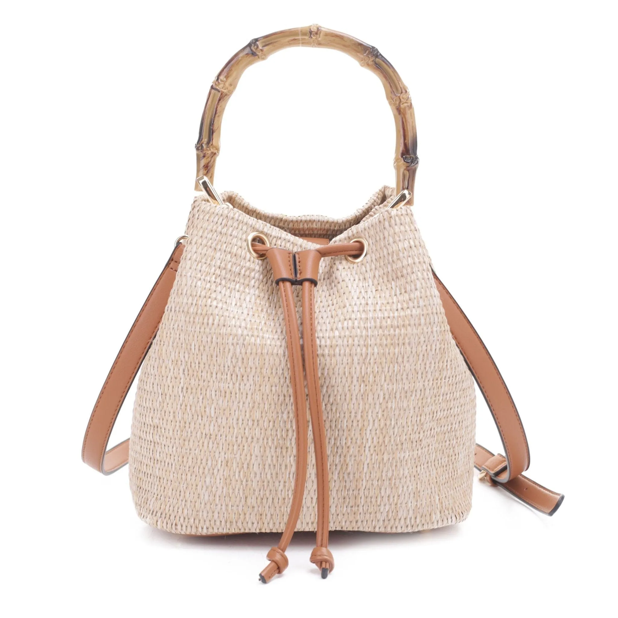 SW20384 Bethany Straw Bucket Tote with Crossbody