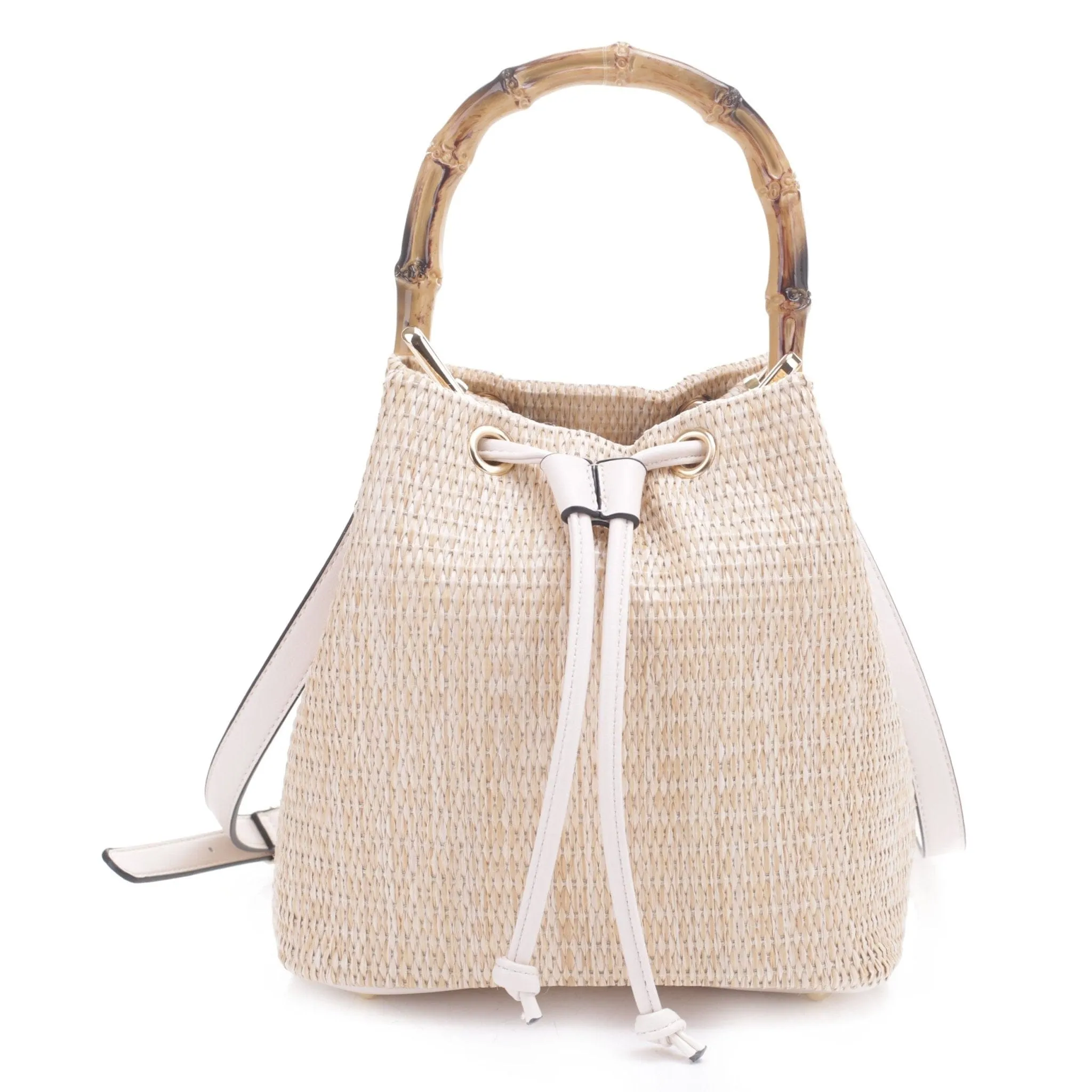 SW20384 Bethany Straw Bucket Tote with Crossbody