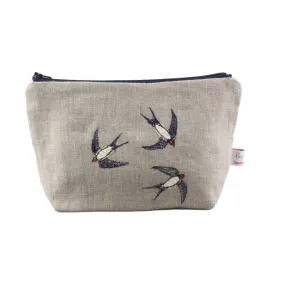 Swallows Embroidered Large Makeup Bag