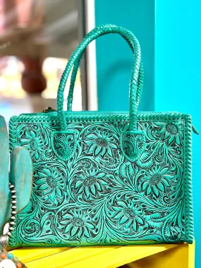 The Atascadero Tooled Turquoise Bag