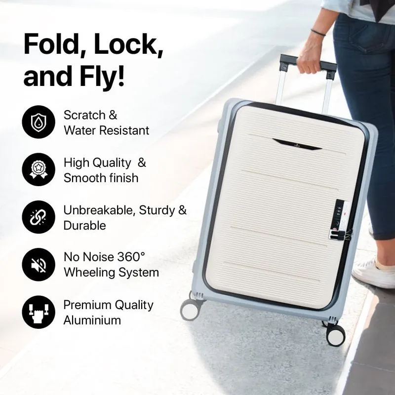 THE CLOWNFISH Collapsible Series Luggage Polypropylene Hard Case Suitcase Spinner Eight Wheel Foldable Trolley Bag With Tsa Lock- Coffee (Small Size, 51 Cm-20 Inch), H-56 Centimeters