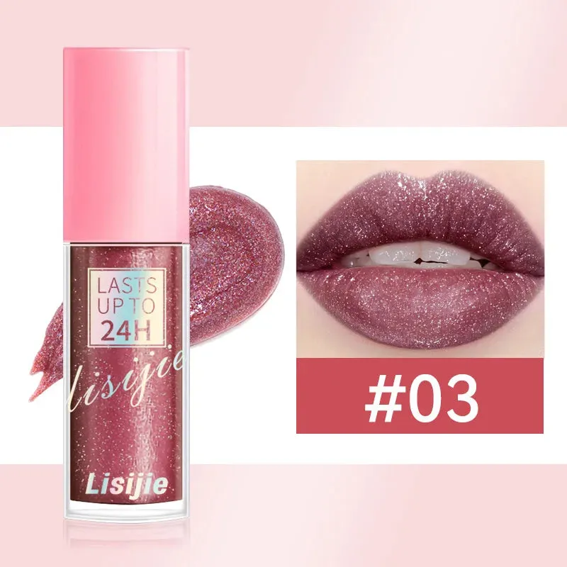 Toleet-Christmas/Thanksgiving Gift Winter Makeup Ideas Diamonds Glitter Lip Gloss Lasting Waterproof Liquid Lipstick Pearl Shining Lip Color Sparkling Lip Makeup Lasts Up To 24H