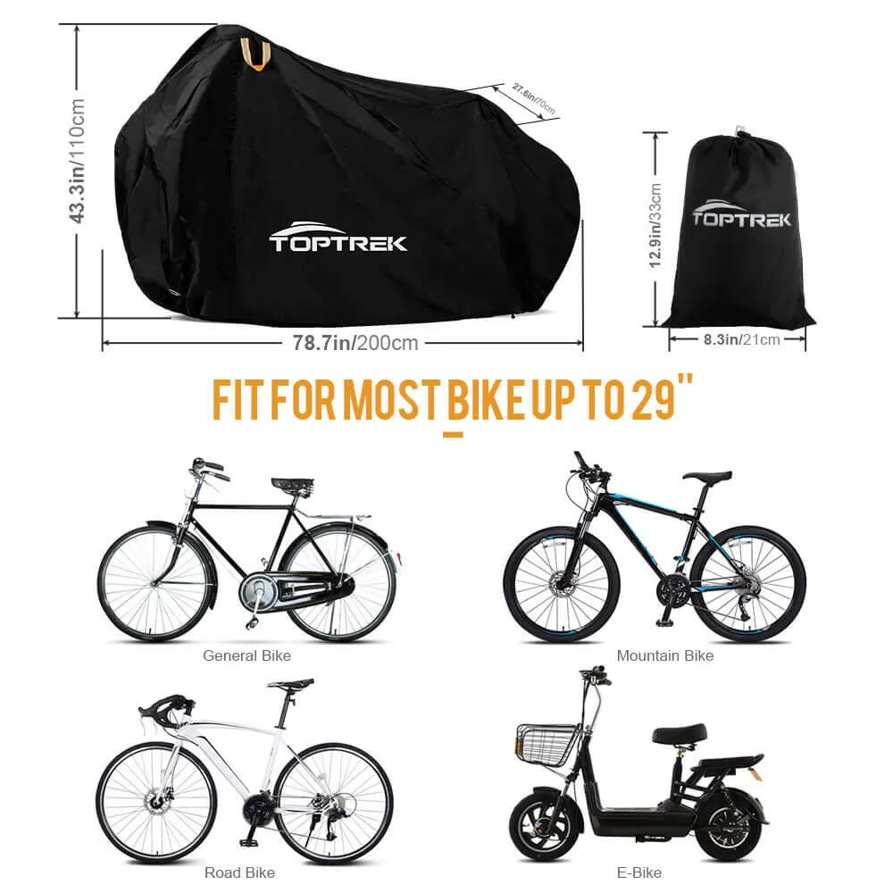 Toptrek Bike Cover Bicycle Protector Multipurpose Rain Snow Dust All Weather Protective Covers Waterproof 210T High Quality